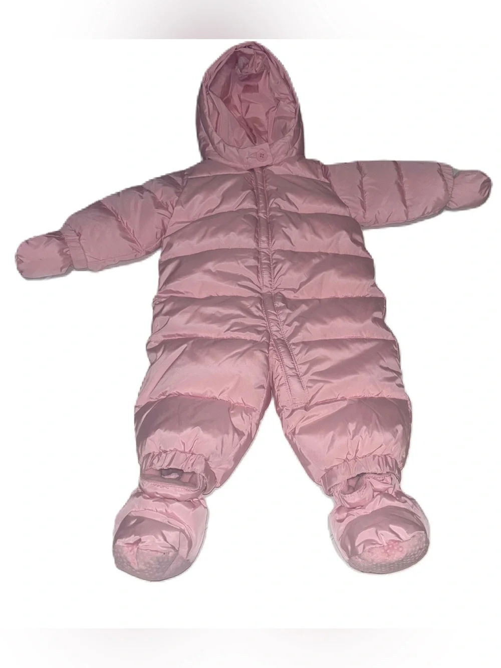 Baby GAP Baby Pink Hooded Quilted Ski Suit fleece Insulated Jumpsuit 6-12 months